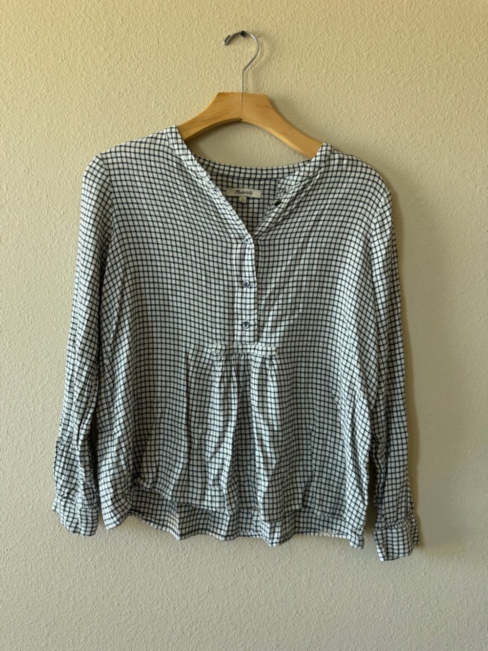 Madewell Black & White Checked Button-Front Tunic